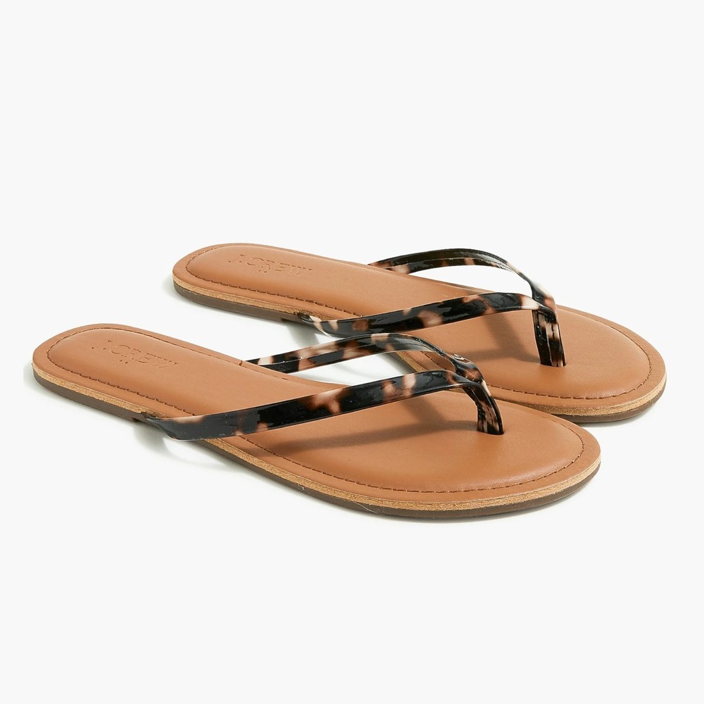 NWT J.CREW FACTORY Women's Easy Summer Flip-Flops 10 MEDIUM Tortoise Shell